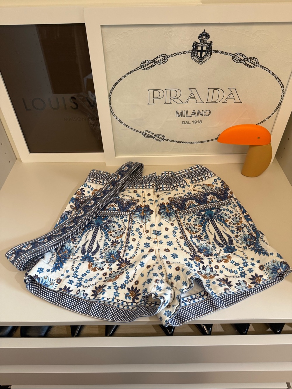 FARM Rio White Shorts with Blue Floral Print